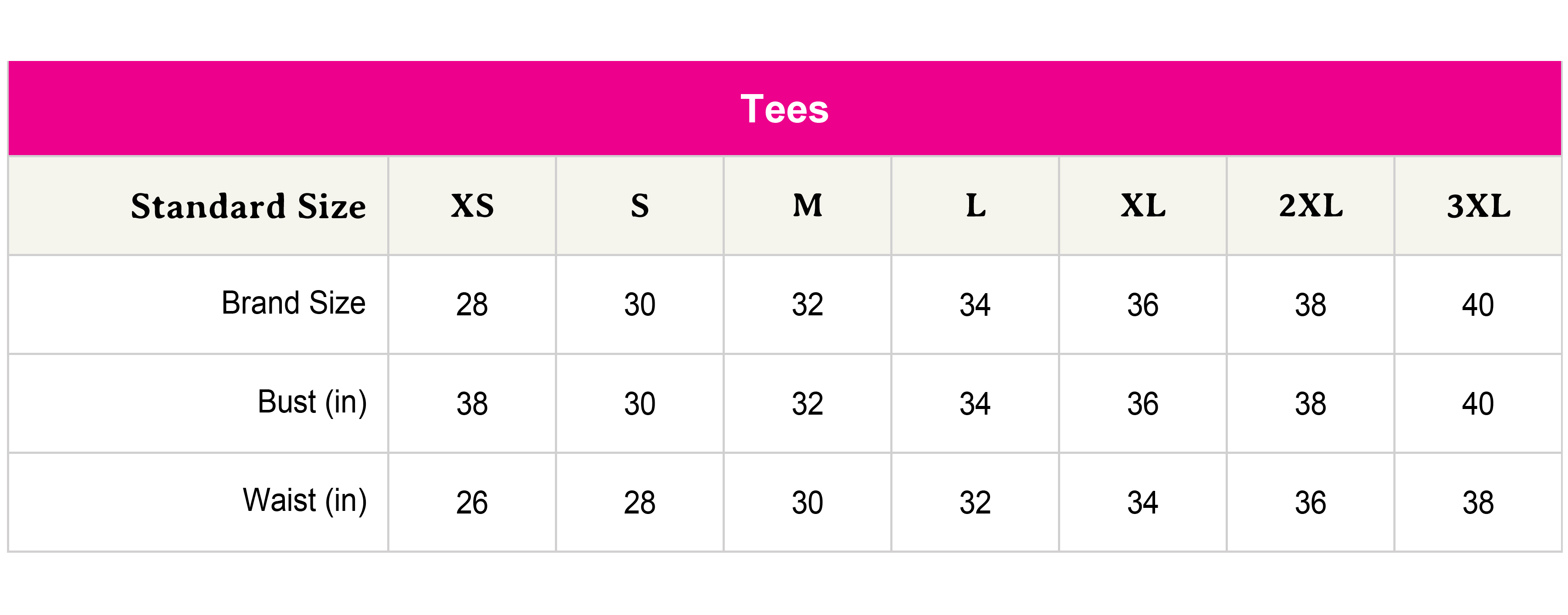 Size chart not availabe.