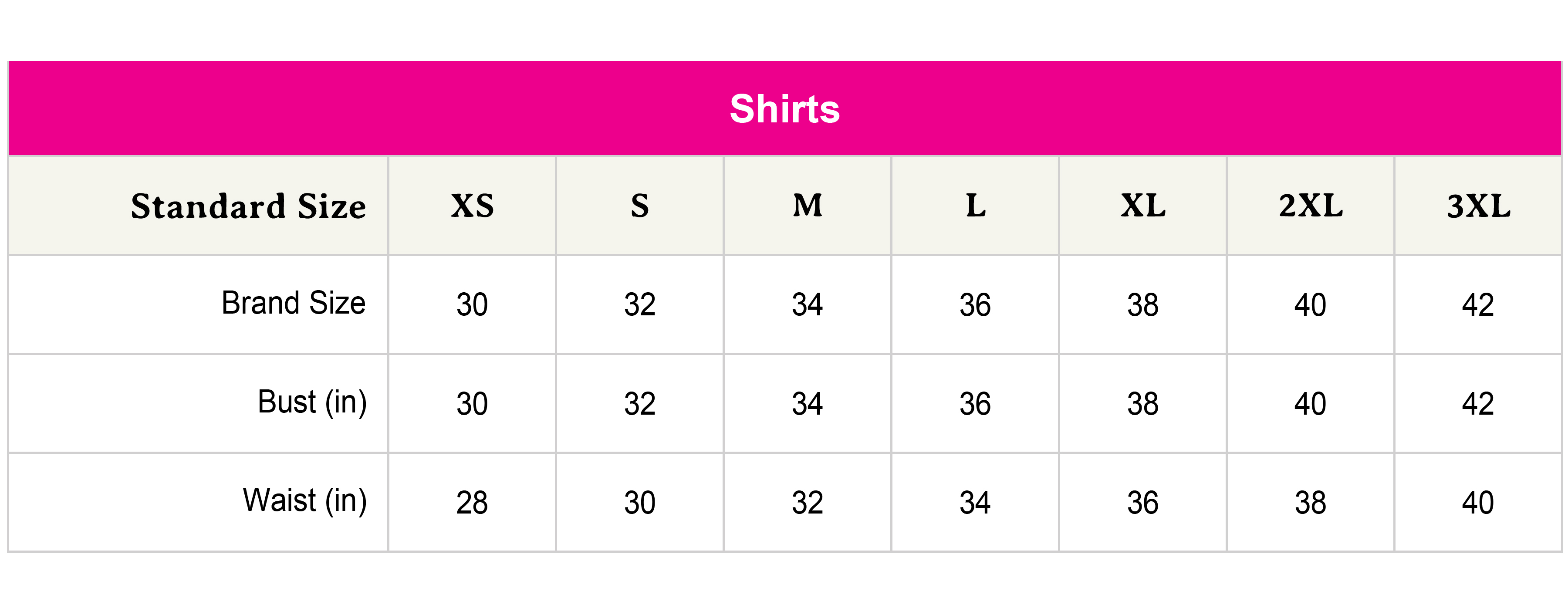 Size chart not availabe.