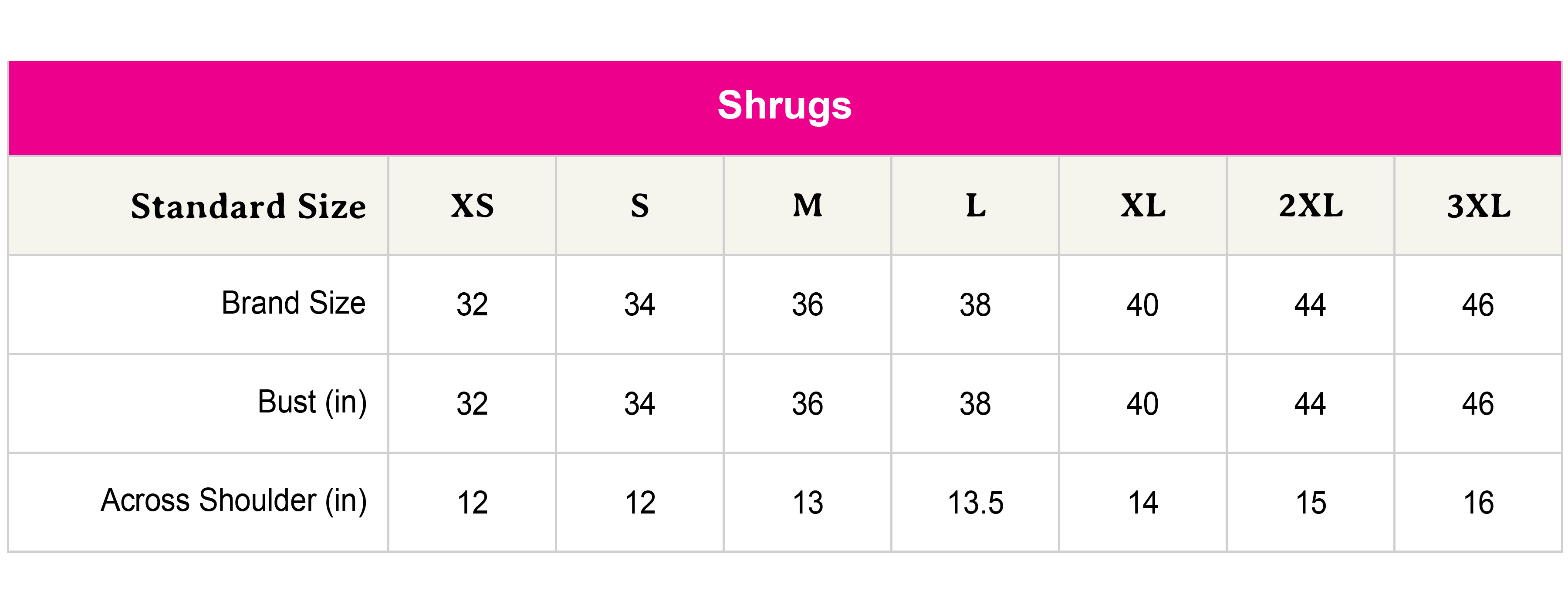 Size chart not availabe.