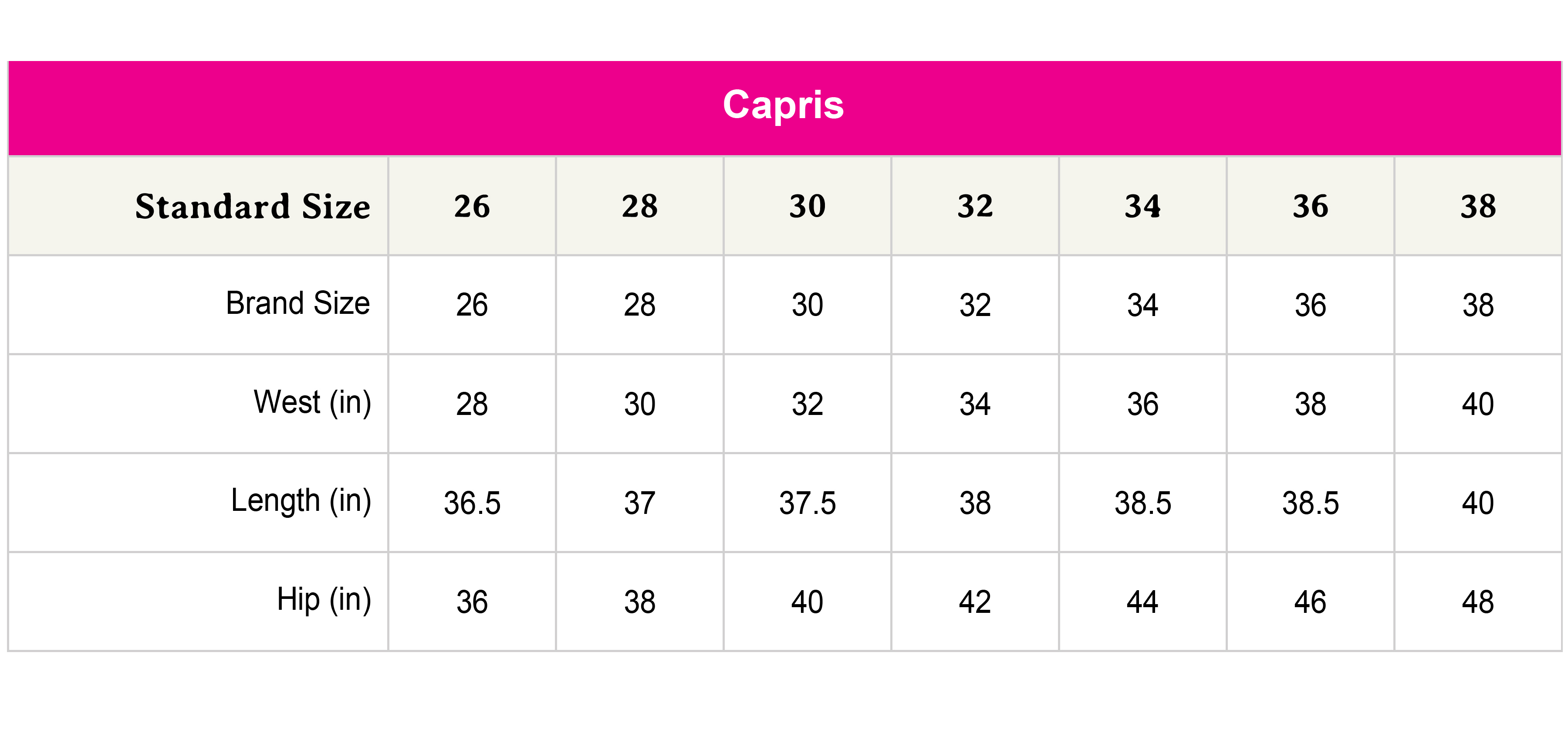 Size chart not availabe.