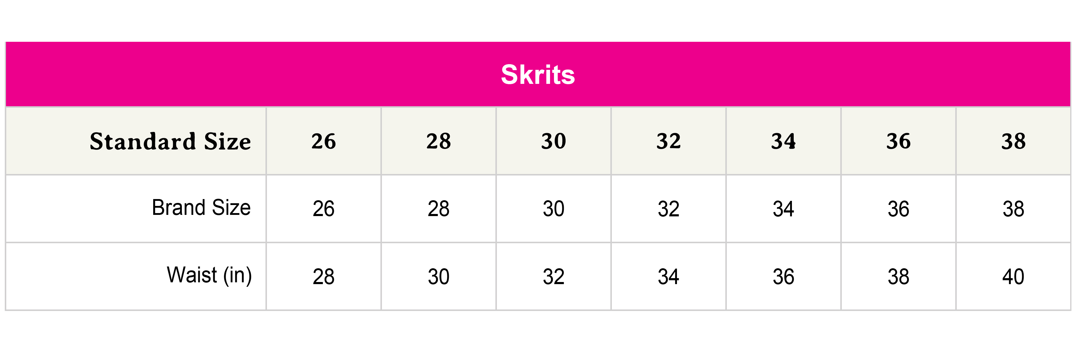 Size chart not availabe.