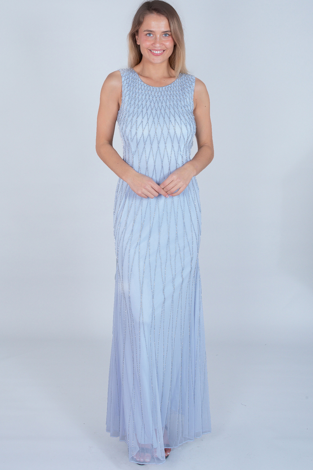 Lace \u0026 Beads Sky Blue Polyester Xena 